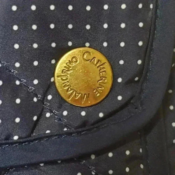 Catherine Malandrino Quilted Polka Dot Vest S Navy White Gold - Picture 9 of 10